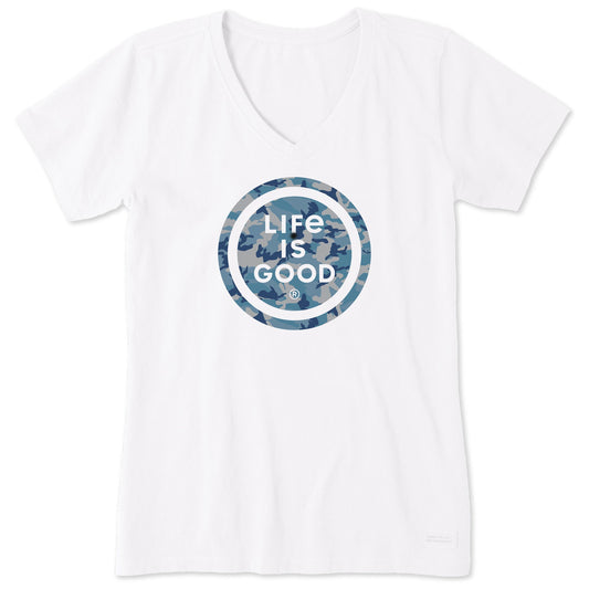 Women's Camo Coin Short Sleeve Crusher Vee