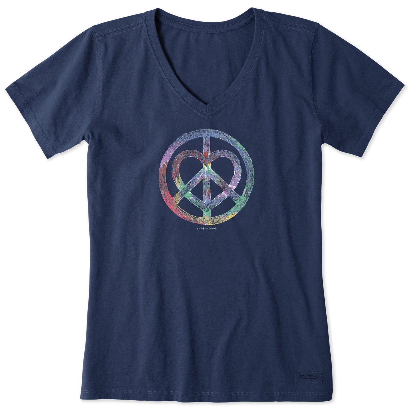 Women's Tie Dye Peace Love Pencil Short Sleeve Crusher Vee