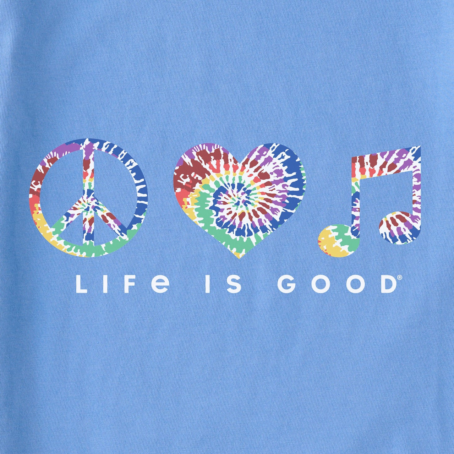 Women's Tie Dye Peace Love Music Short Sleeve Crusher Vee