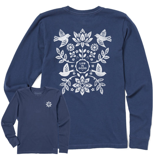Women's Folk Art Garden Long Sleeve Crusher Tee