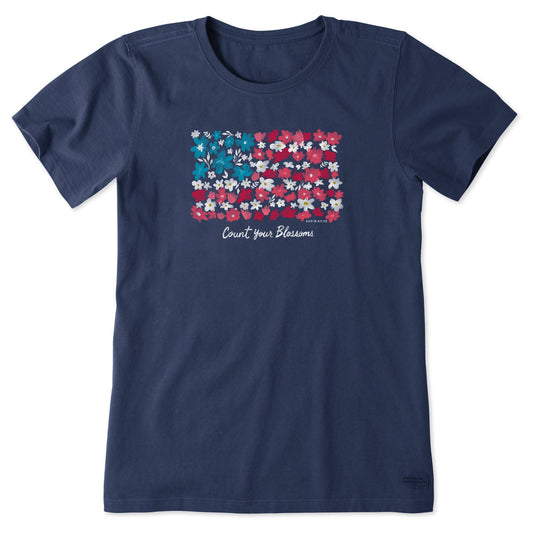 Women's Count your Blossoms USA Flag Short Sleeve Tee