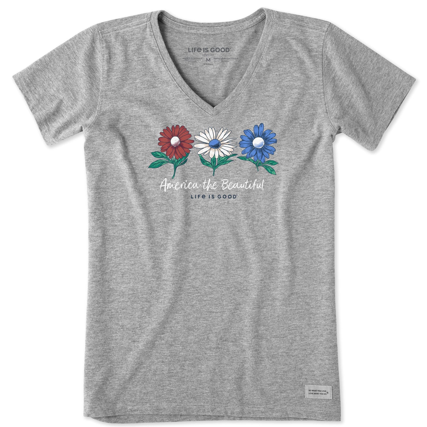 Women's America the Beautiful Daisies Short Sleeve Vee