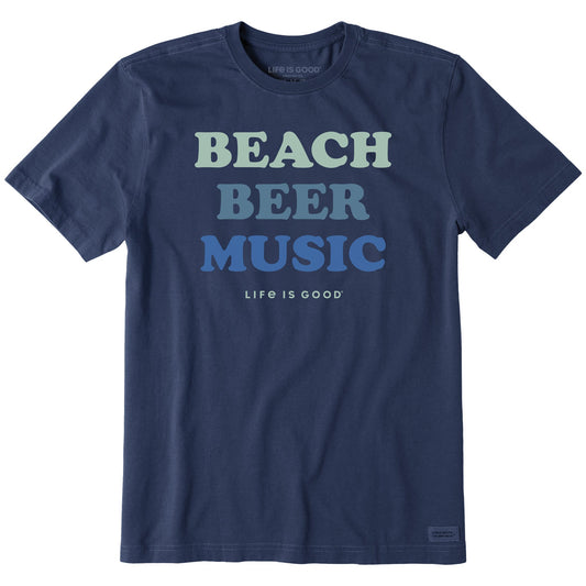 Men's Beach Beer Music Short Sleeve Crusher Tee