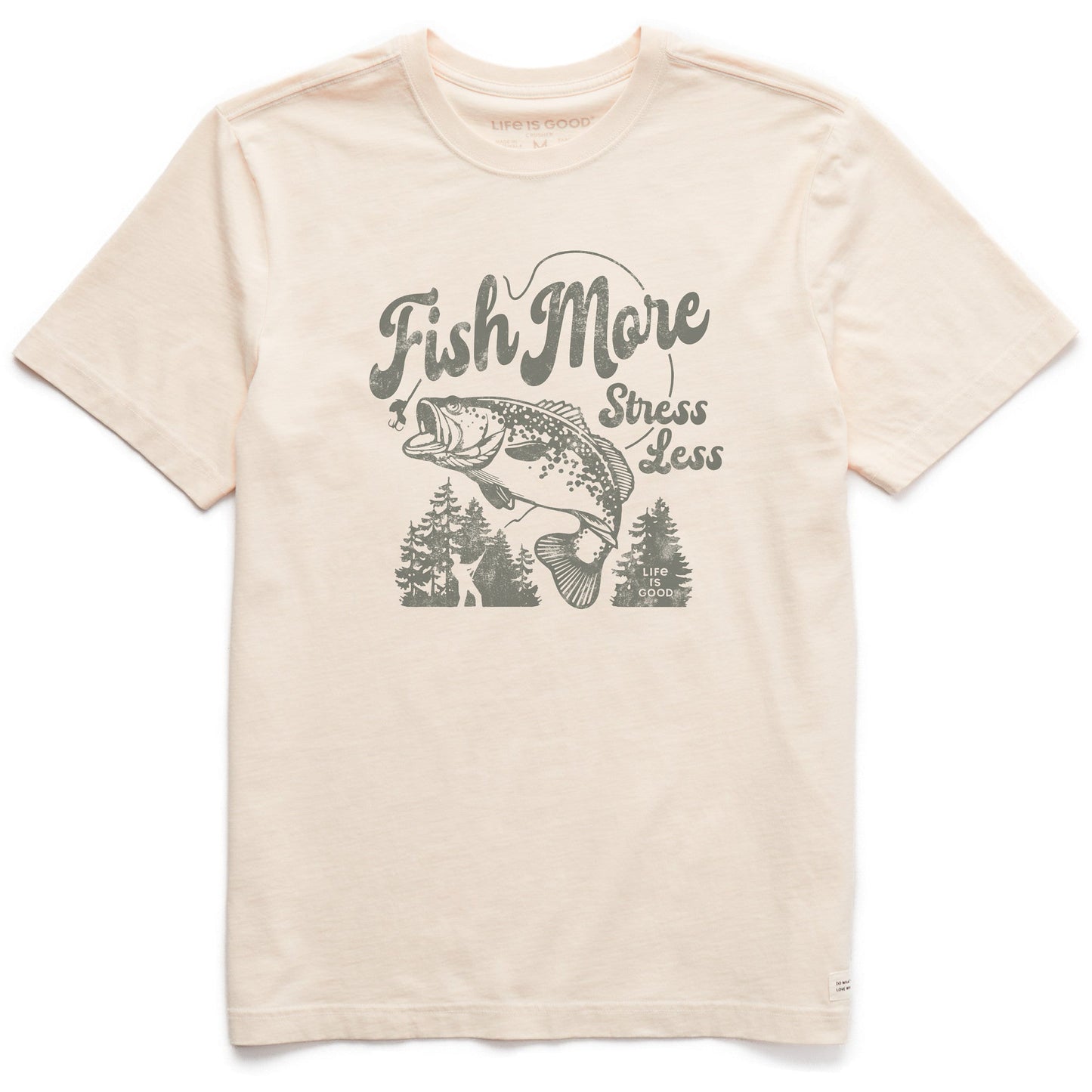 Men's Fish More Stress Less Bass Short Sleeve Crusher Tee