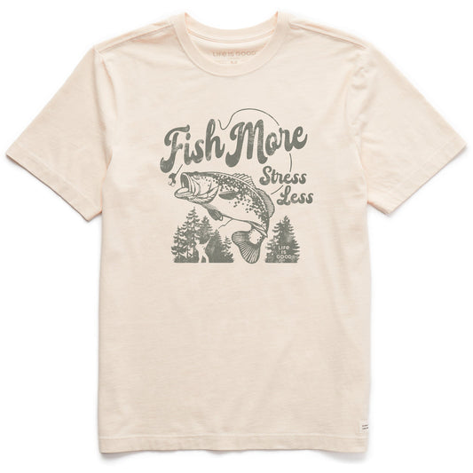 Men's Fish More Stress Less Bass Short Sleeve Crusher Tee