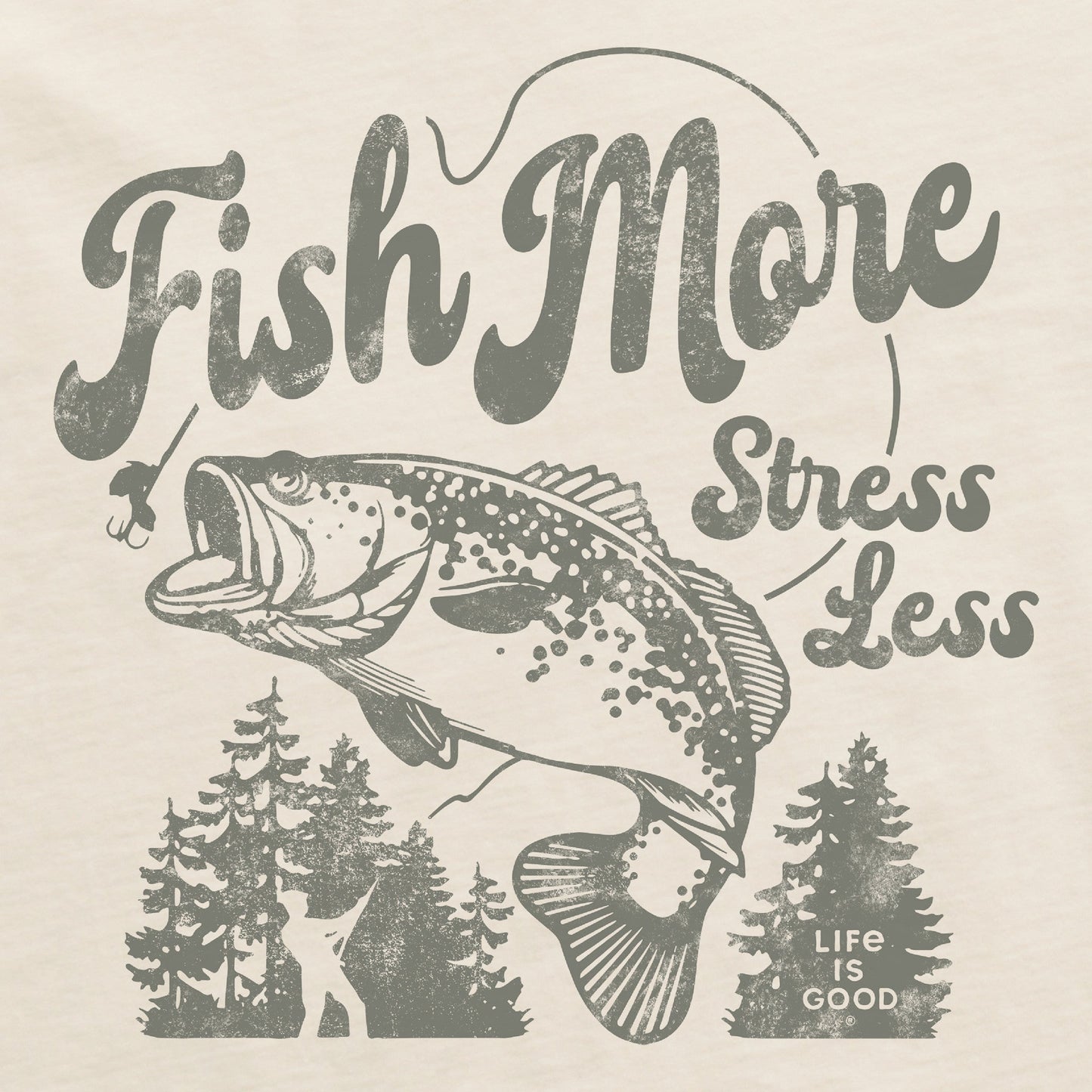 Men's Fish More Stress Less Bass Short Sleeve Crusher Tee