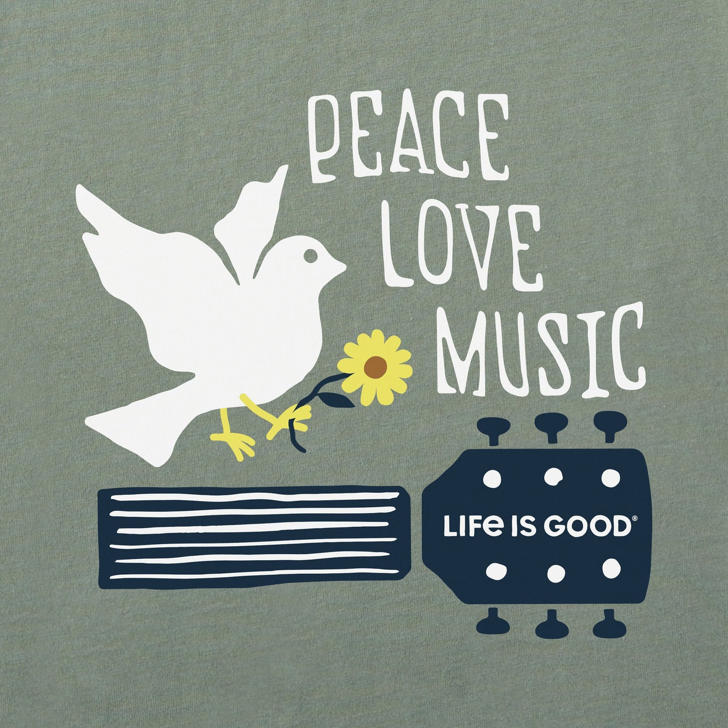 Men's Peace, Love, Music Dove Short Sleeve Crusher Tee