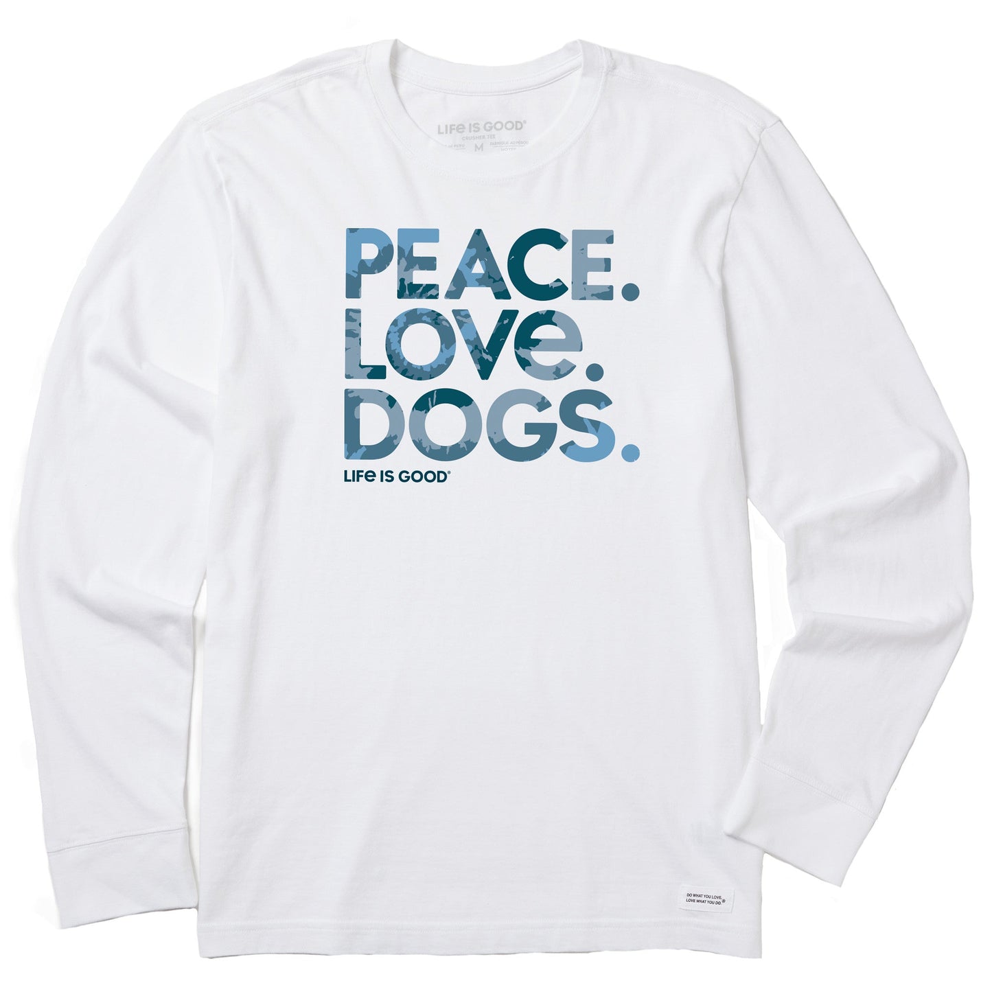 Men's Tie Dye Peace Love Dogs Long Sleeve Crusher Tee