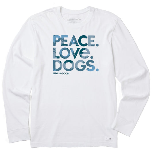 Men's Tie Dye Peace Love Dogs Long Sleeve Crusher Tee
