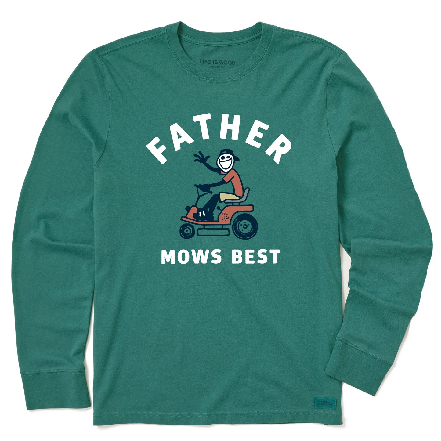 Men's Father Mows Best Rider Long Sleeve Crusher Tee