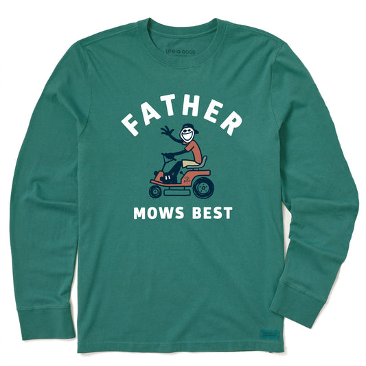 Men's Father Mows Best Rider Long Sleeve Crusher Tee
