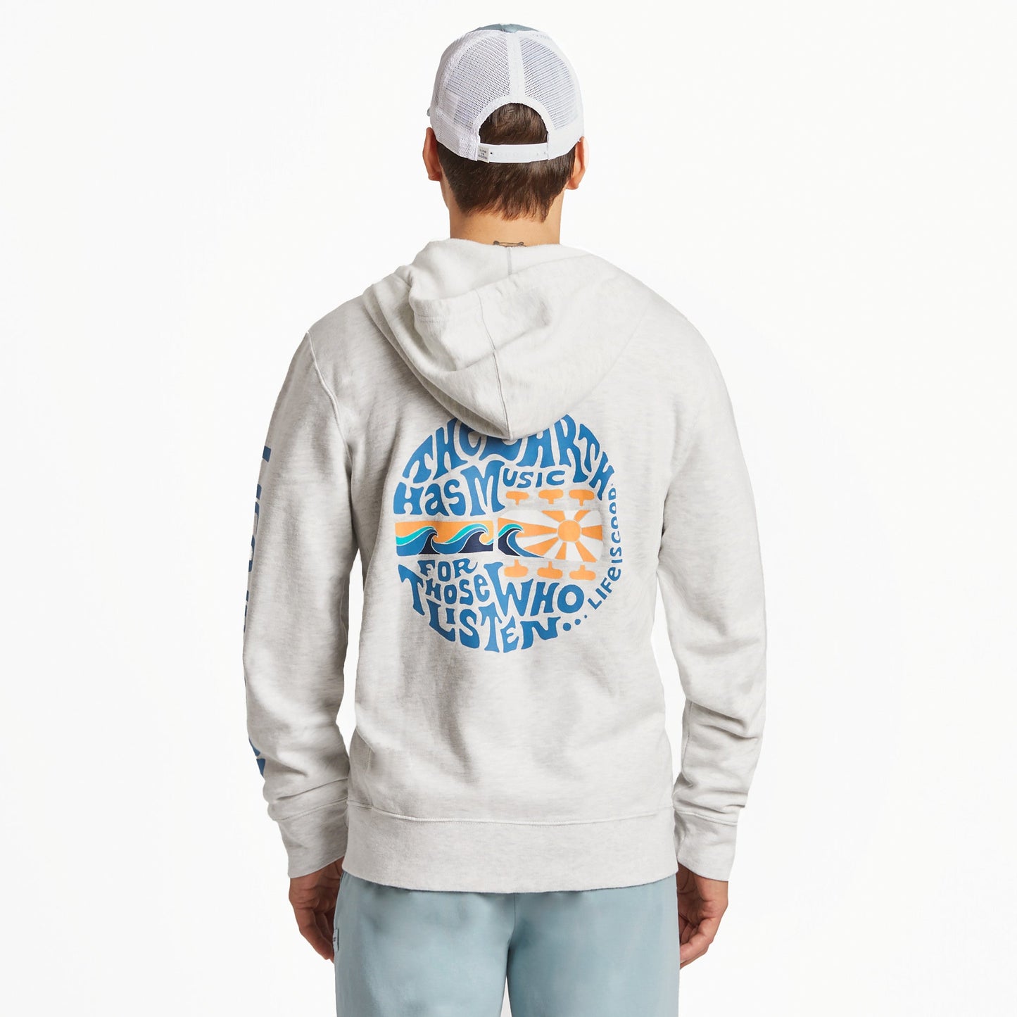 Men's The Earth has Music Guitar Simply True Fleece Zip Hoodie