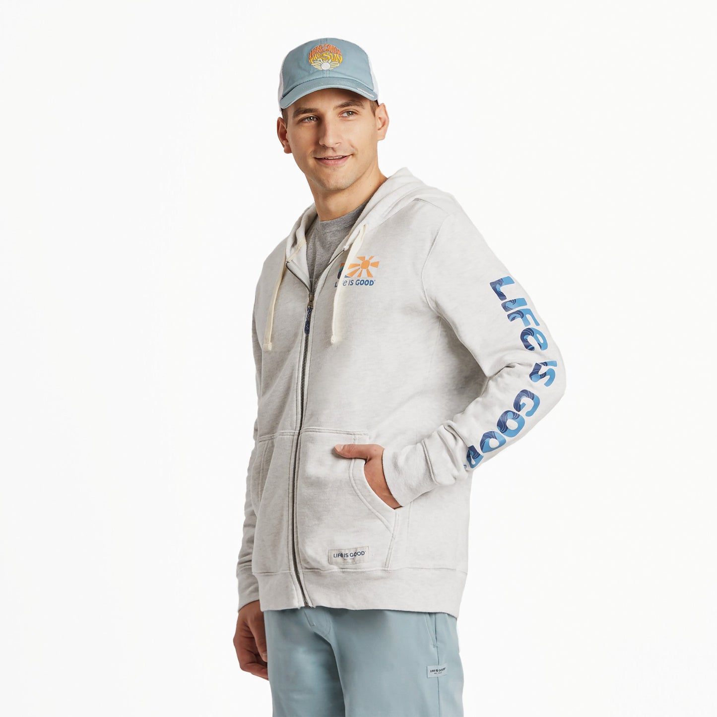 Men's The Earth has Music Guitar Simply True Fleece Zip Hoodie