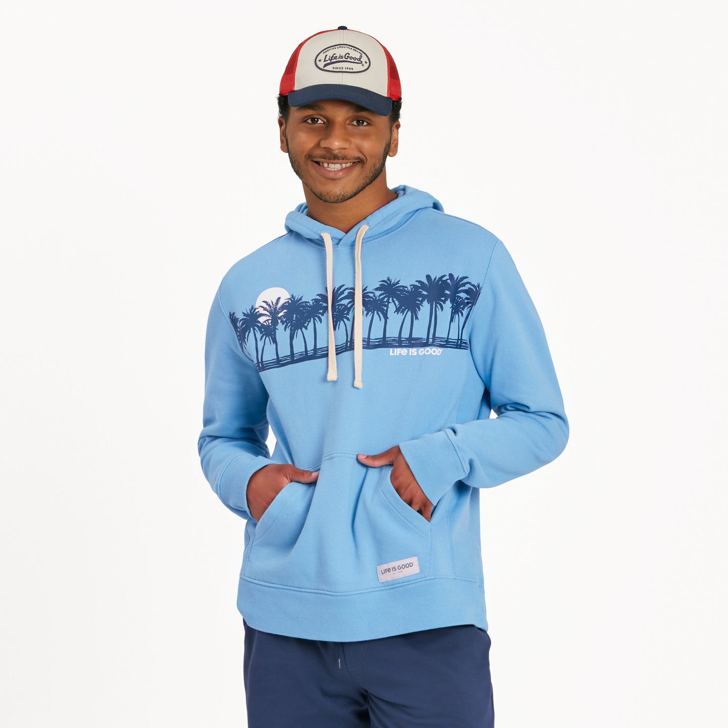 Men's Palm Sea Stripe Simply True Fleece Hoodie