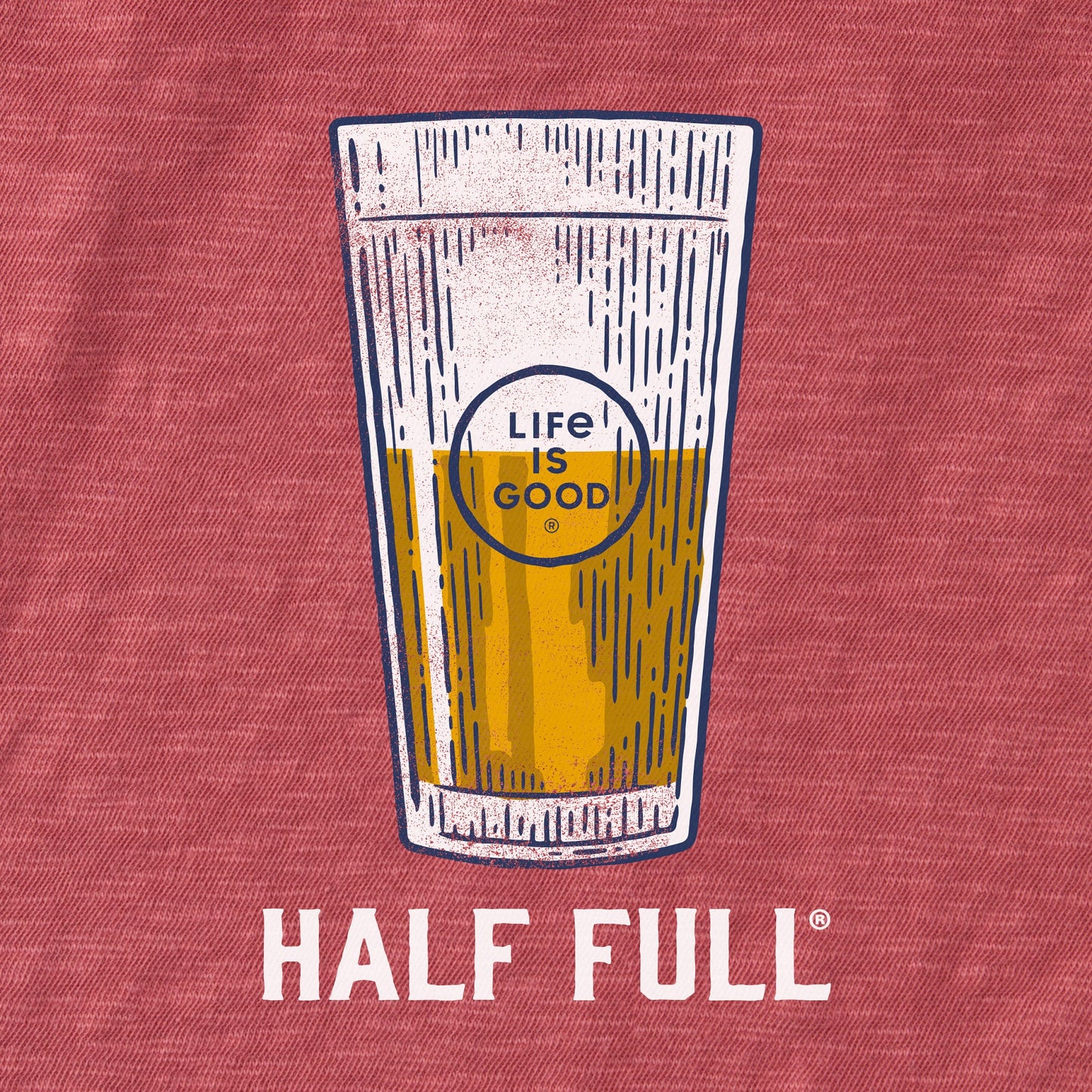 Men's Half Full Beer Textured Slub Tee
