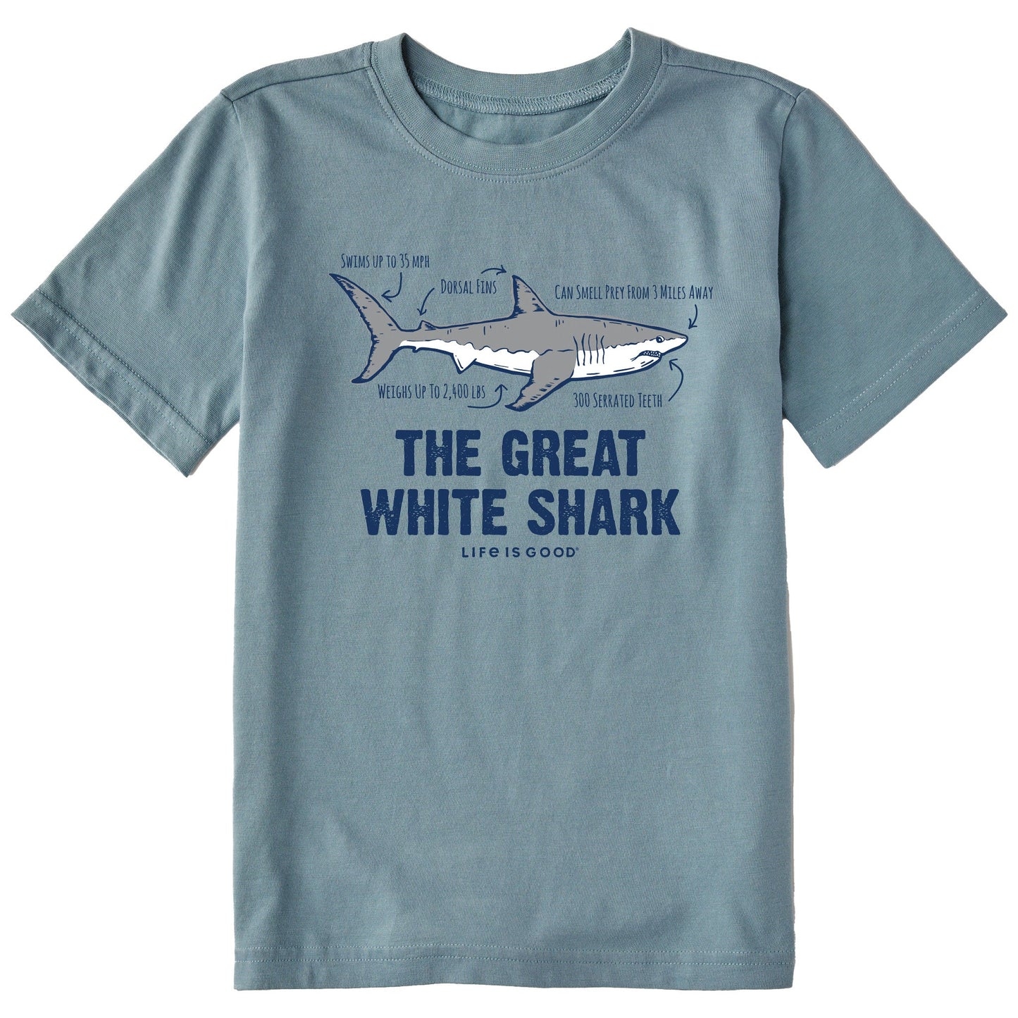 Kids The Great White Shark Short Sleeve Crusher Tee