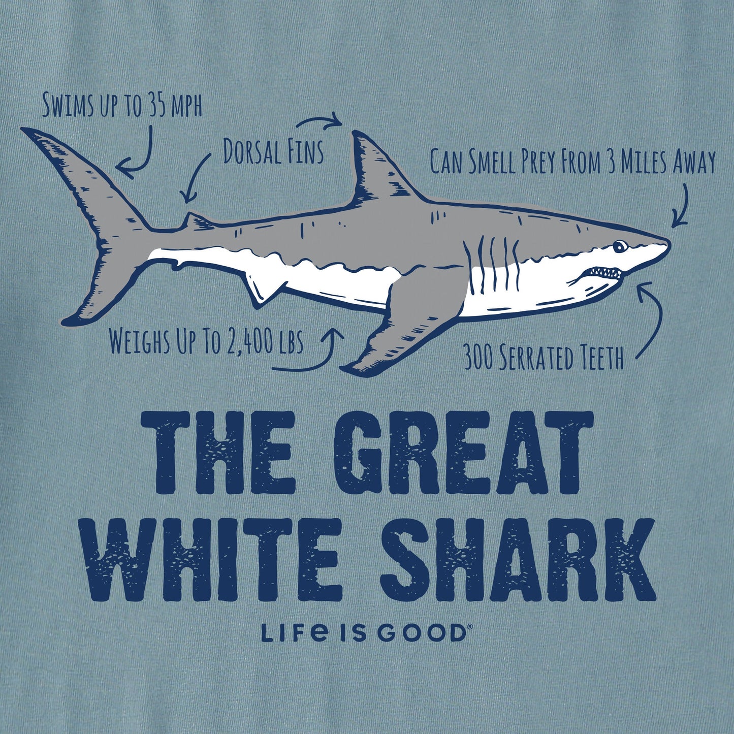 Kids The Great White Shark Short Sleeve Crusher Tee