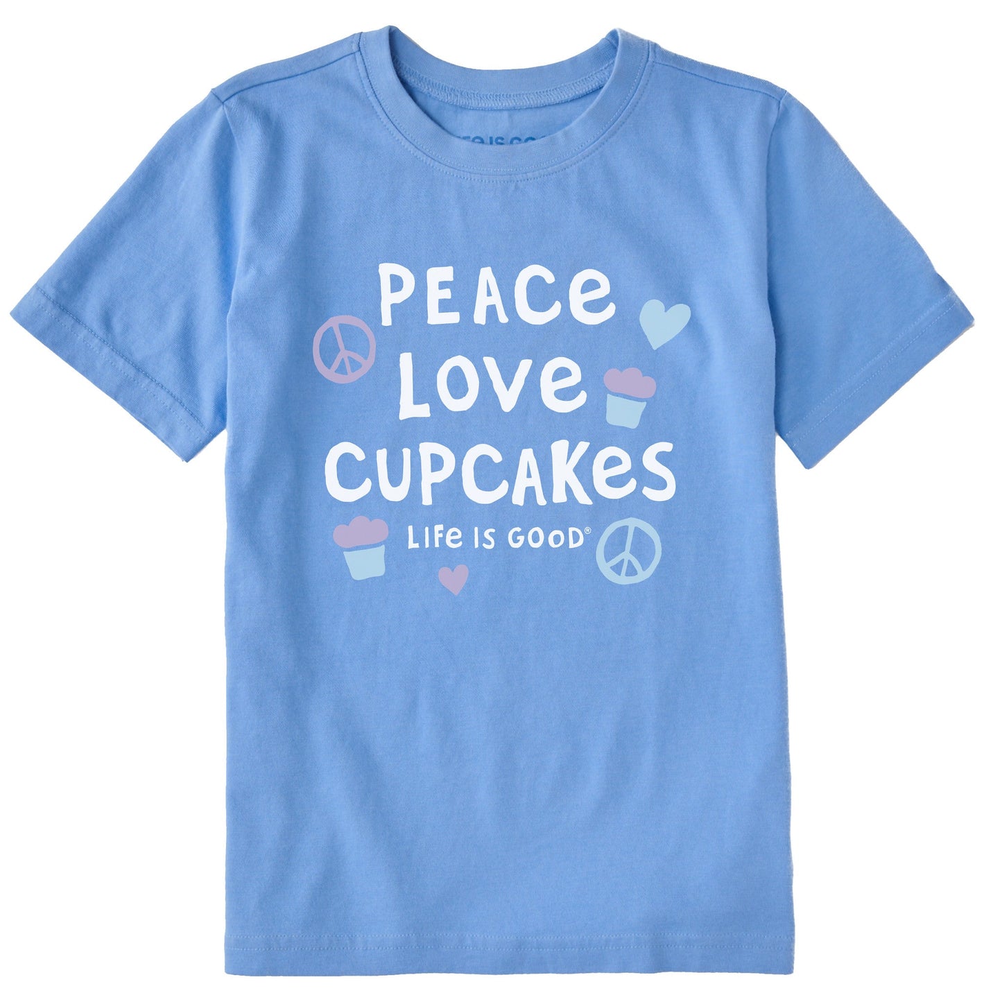 Kids Peace Love Cupcakes Short Sleeve Crusher Tee
