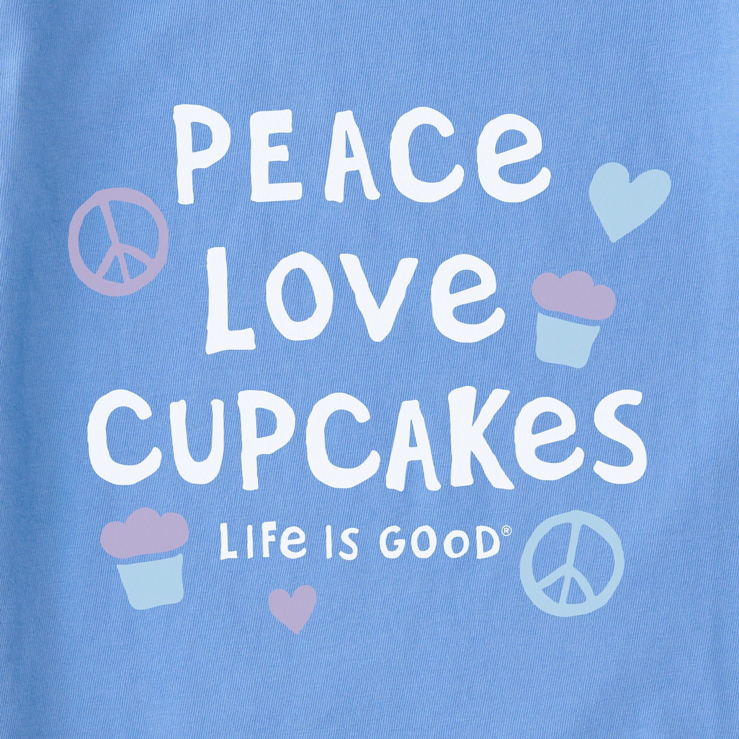 Kids Peace Love Cupcakes Short Sleeve Crusher Tee