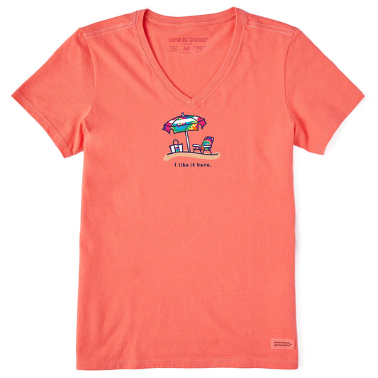 Women's Tie Dye I Like It Here Short Sleeve Vee