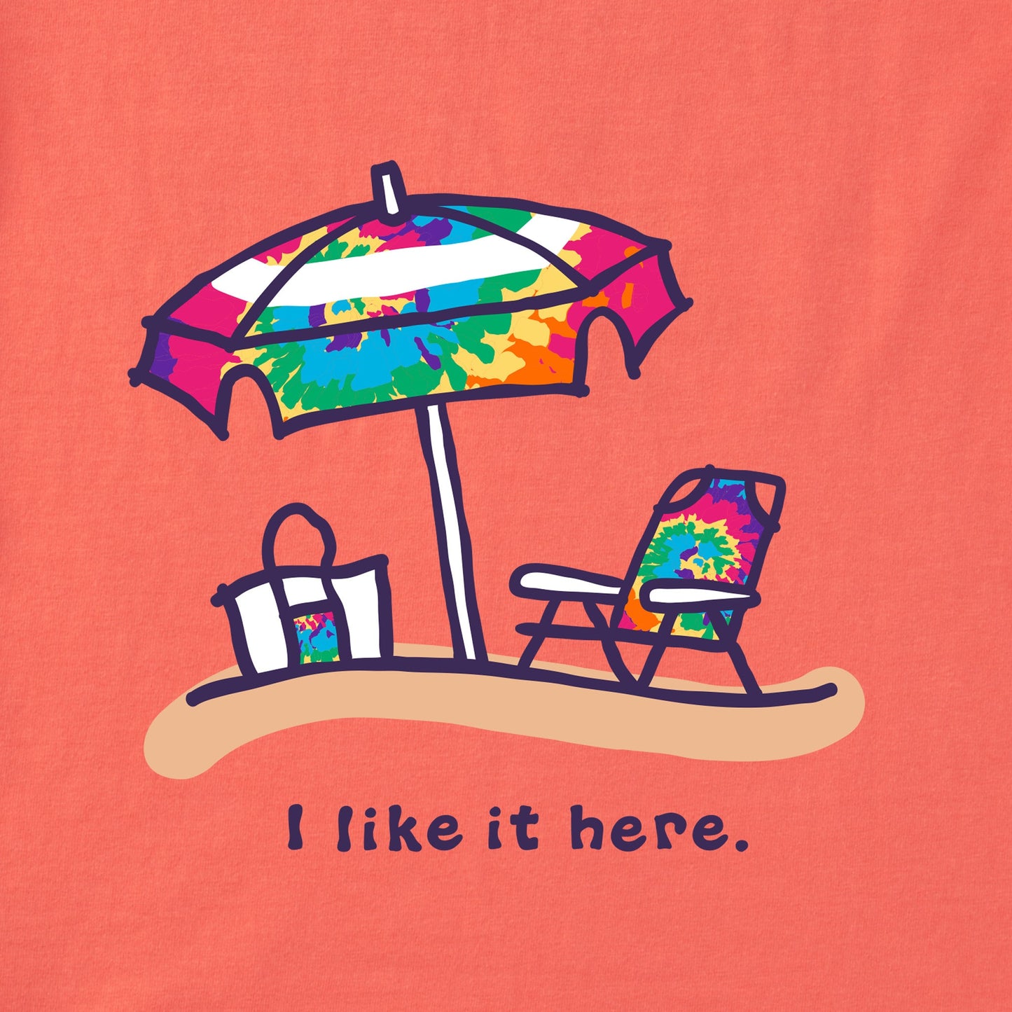 Women's Tie Dye I Like It Here Short Sleeve Vee