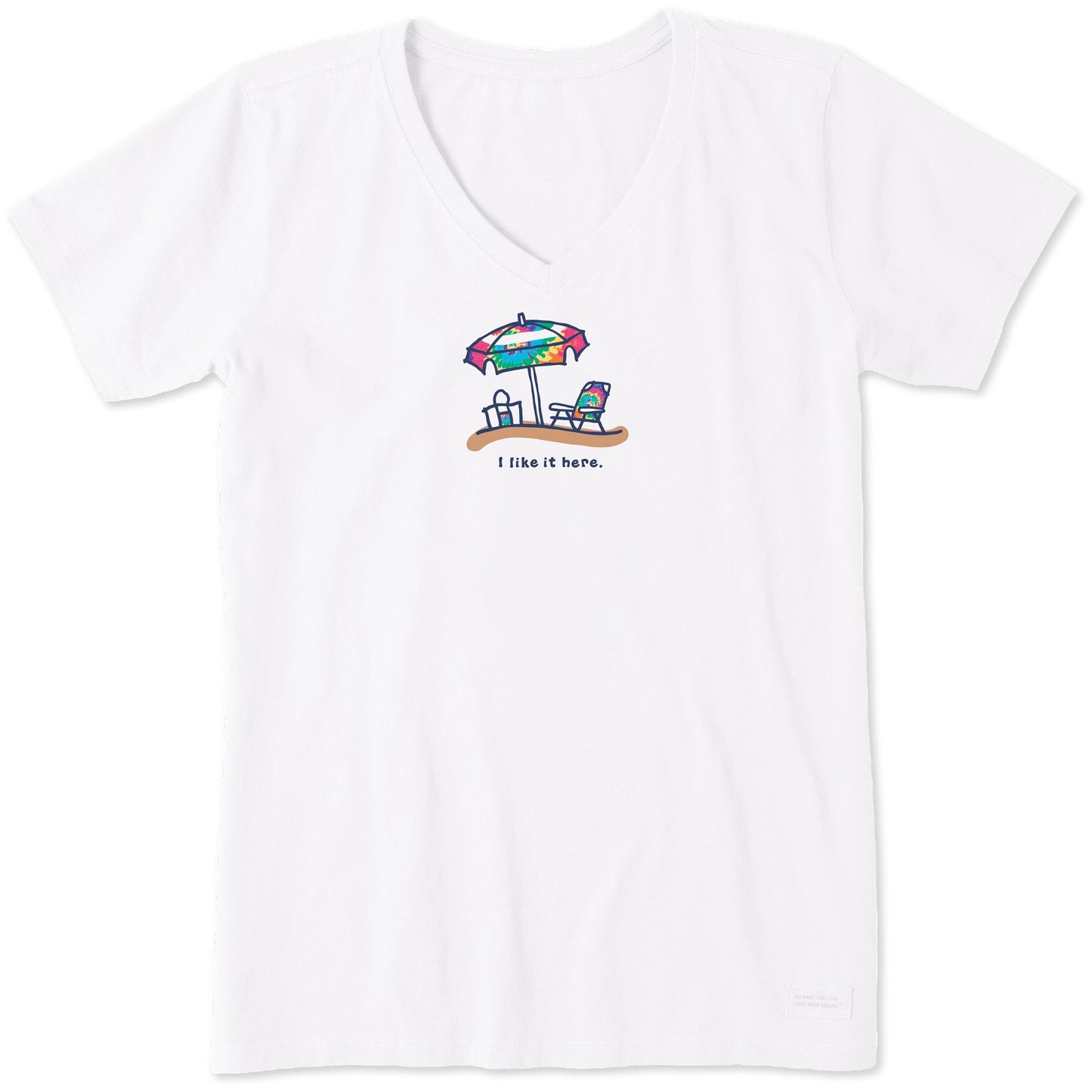 Women's Tie Dye I Like It Here Short Sleeve Vee