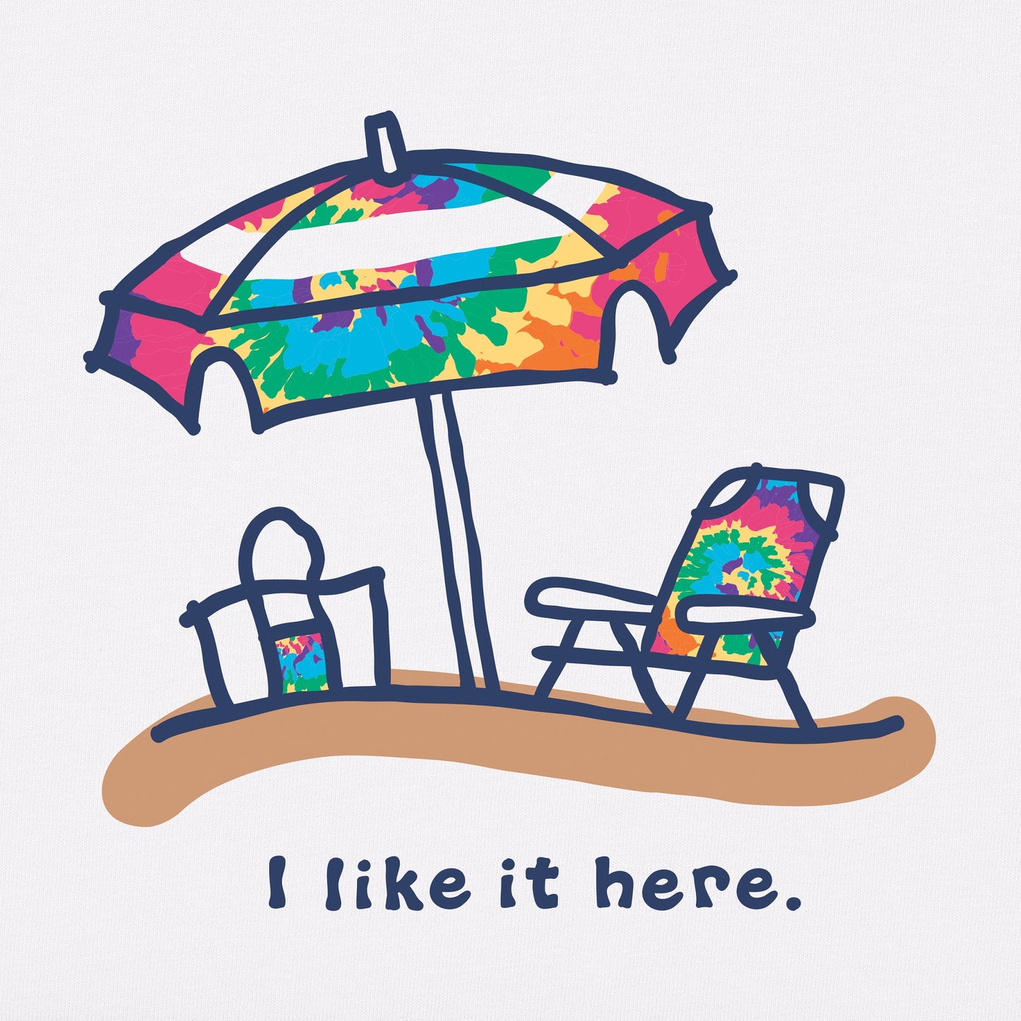 Women's Tie Dye I Like It Here Short Sleeve Vee