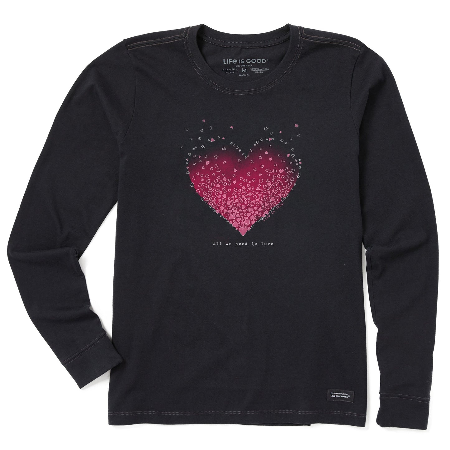 Women's Scattered Hearts Long Sleeve Crusher Tee