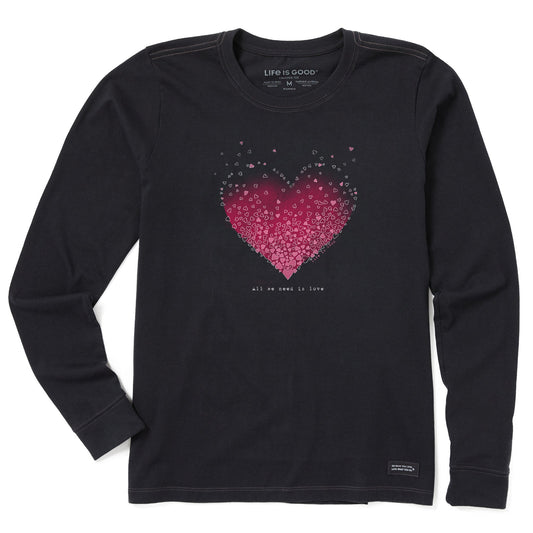 Women's Scattered Hearts Long Sleeve Crusher Tee