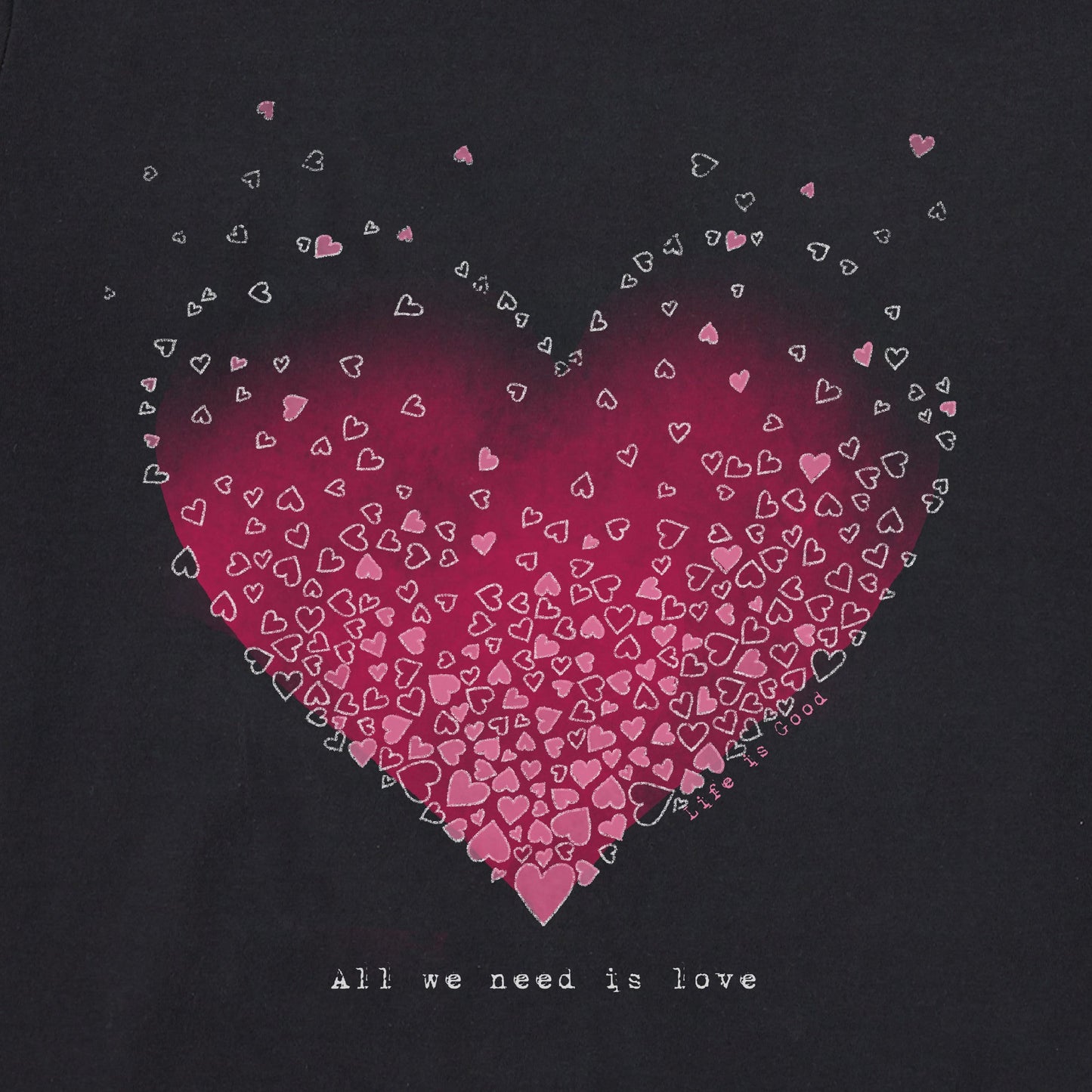 Women's Scattered Hearts Long Sleeve Crusher Tee