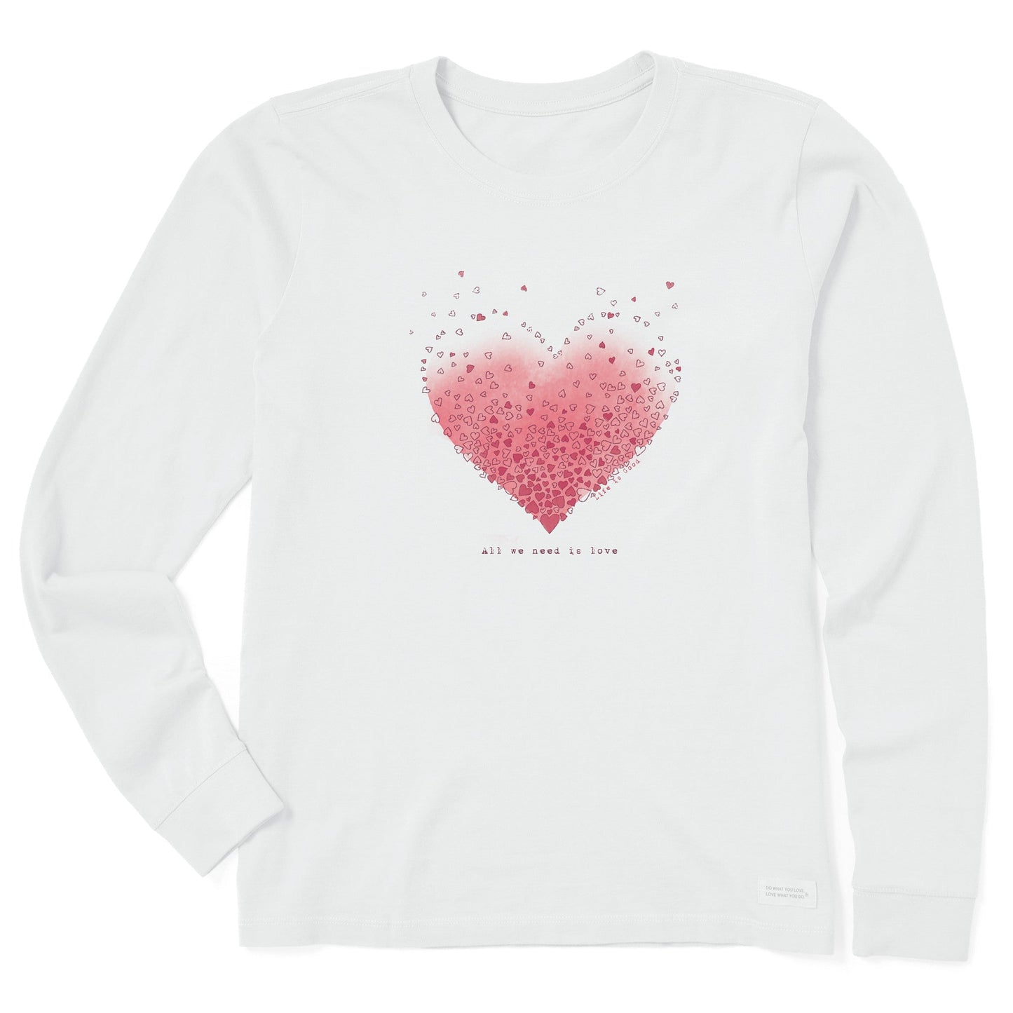 Women's Scattered Hearts Long Sleeve Crusher Tee