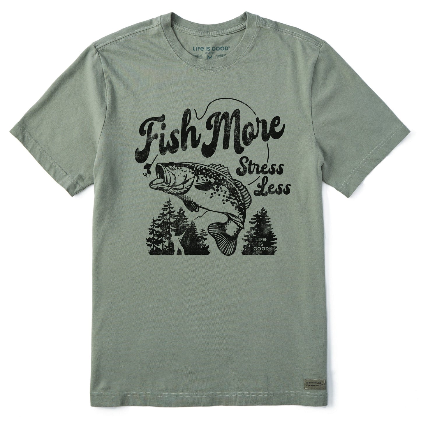 Men's Fish More Stress Less Bass Short Sleeve Crusher Tee