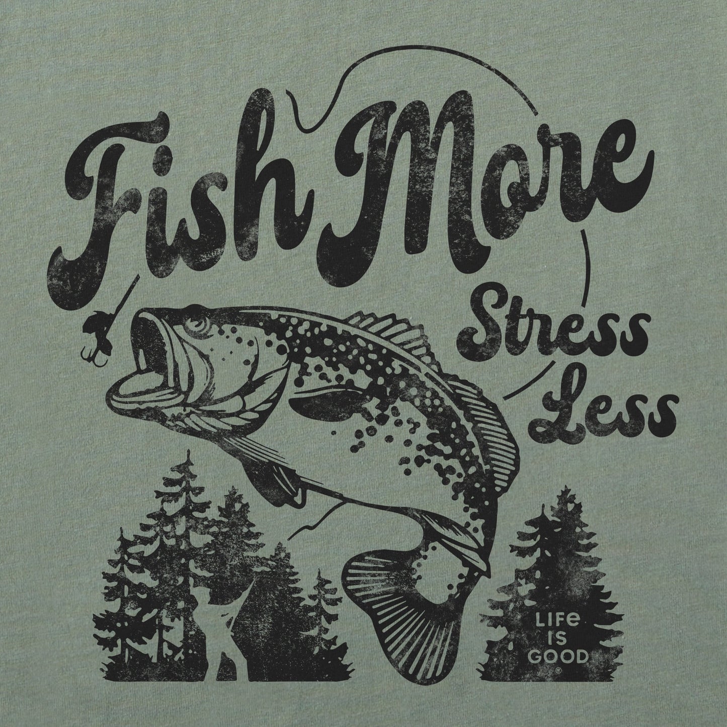 Men's Fish More Stress Less Bass Short Sleeve Crusher Tee