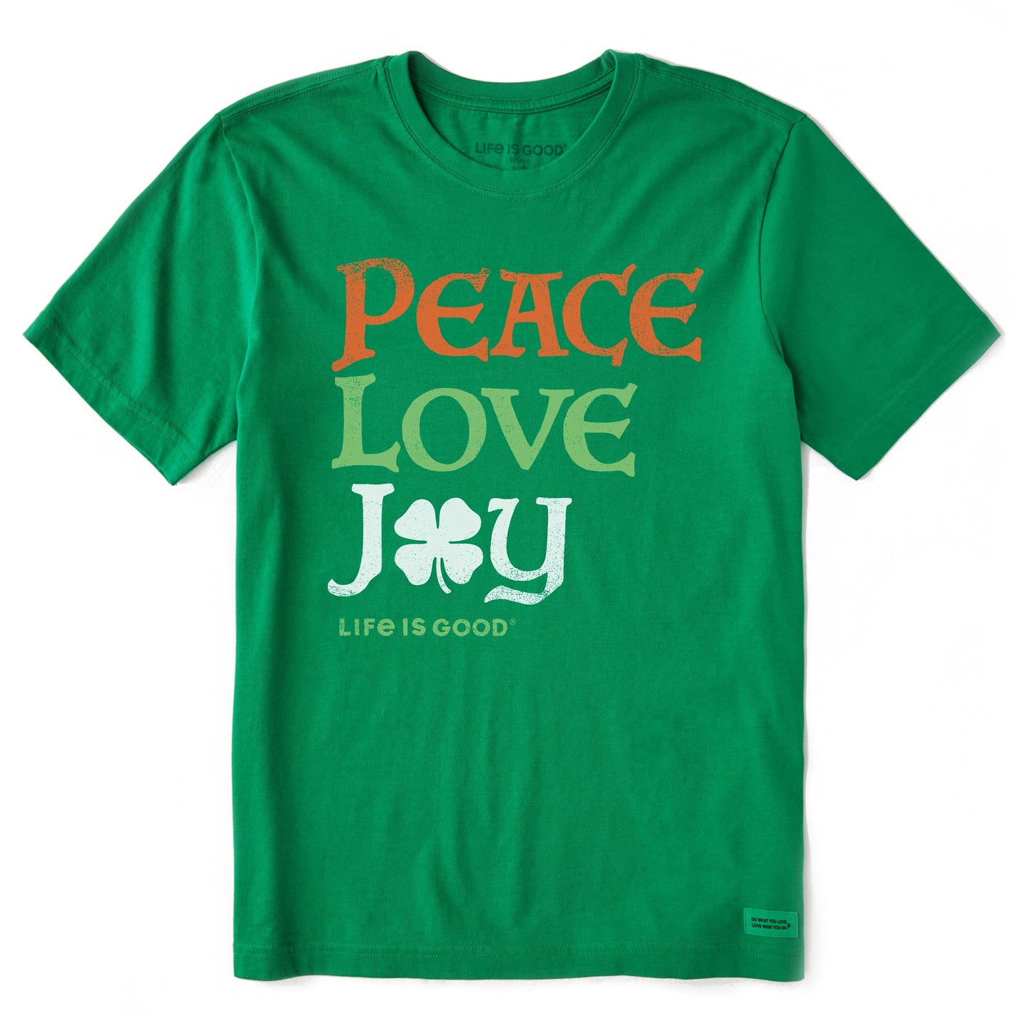 Men's Peace Love Joy Clover Traditional Short Sleeve Crusher Tee