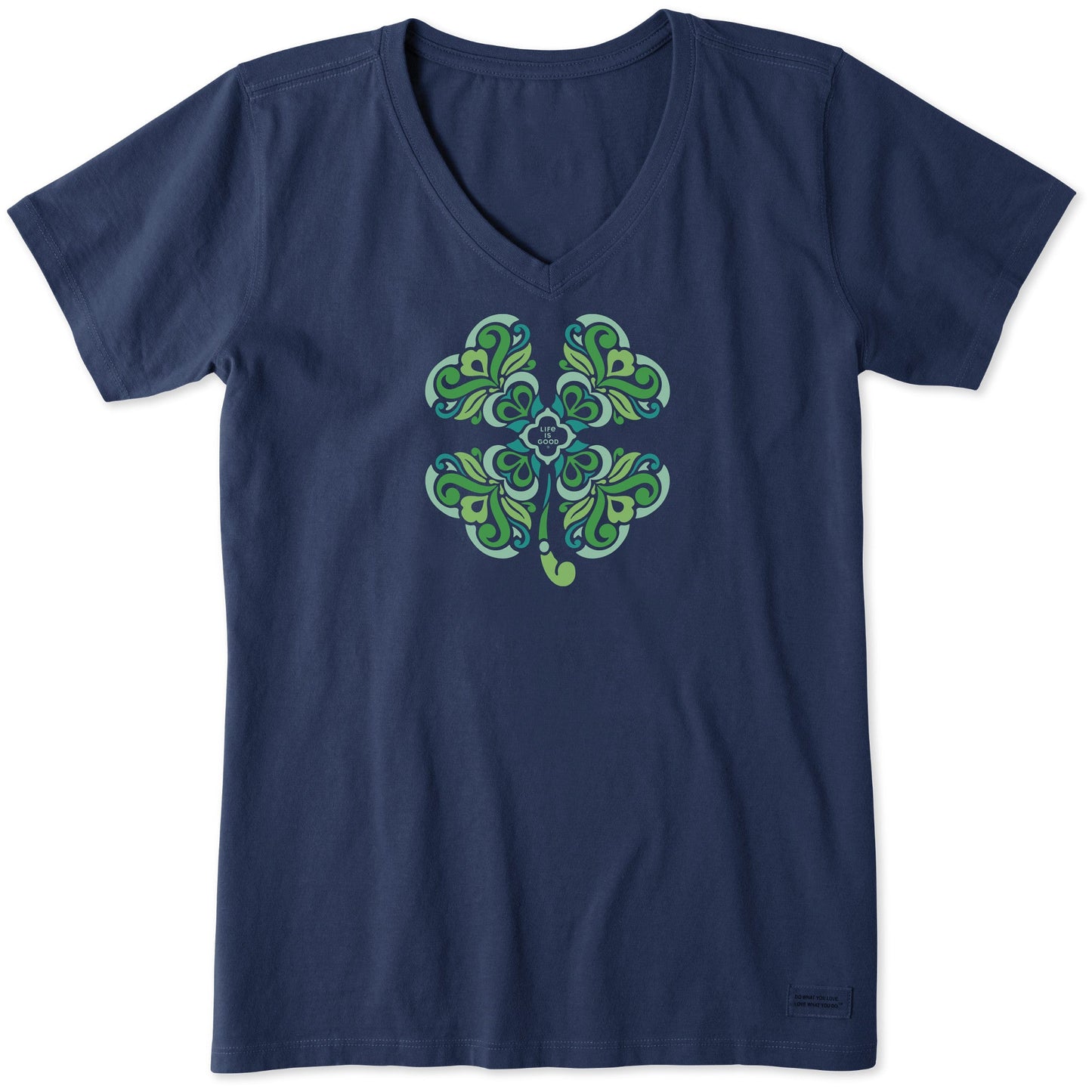 Women's 4 Leaf Clover Swirl Short Sleeve Crusher Vee