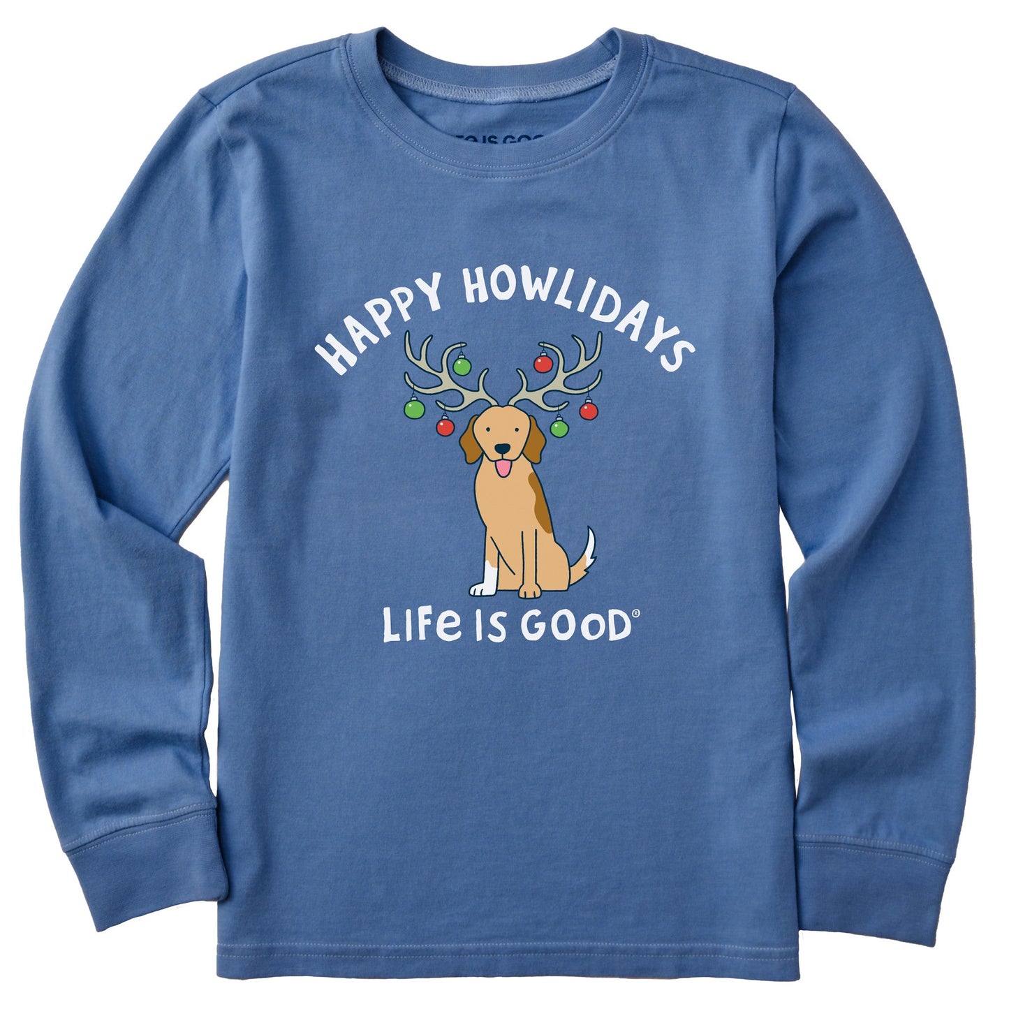 Kids Happy Howlidays Golden Dog Long Sleeve Crusher Tee