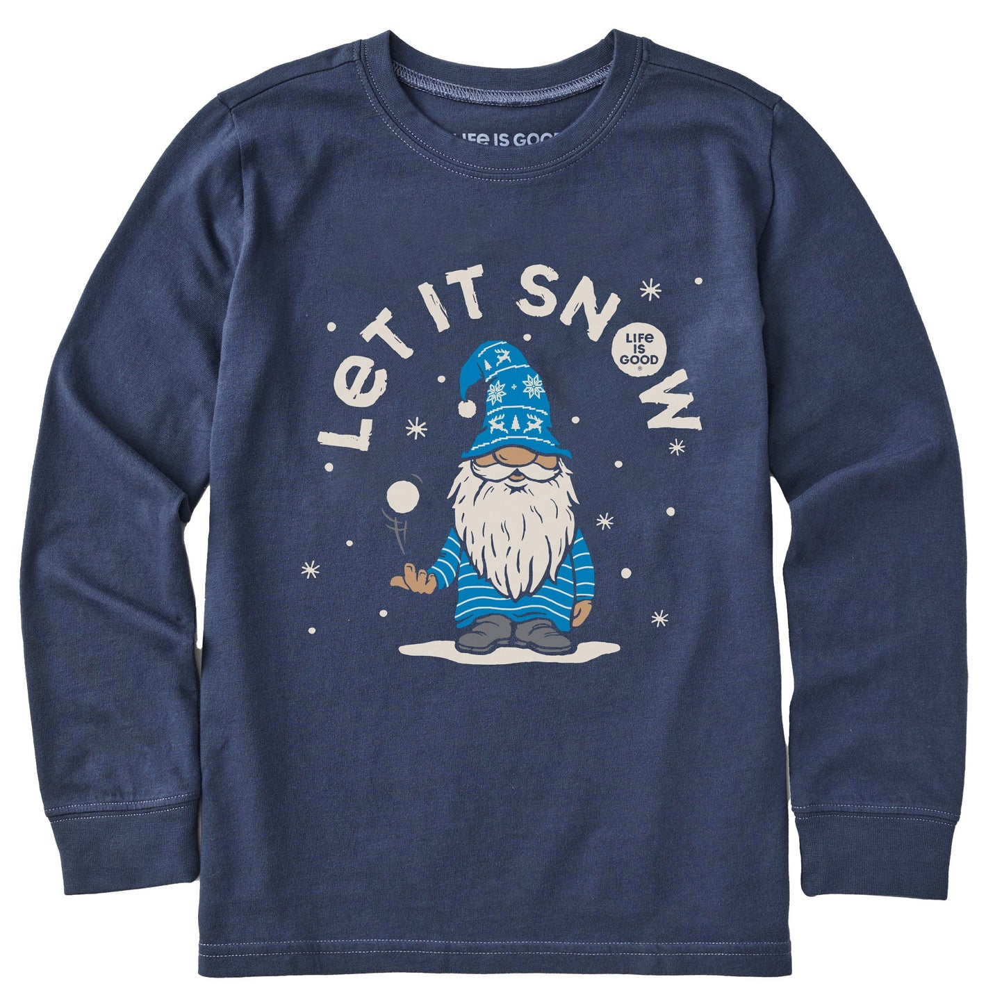 Kids Let It Snow Gnome Long Sleeve Crusher Tee