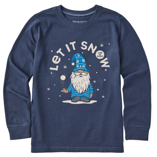 Kids Let It Snow Gnome Long Sleeve Crusher Tee