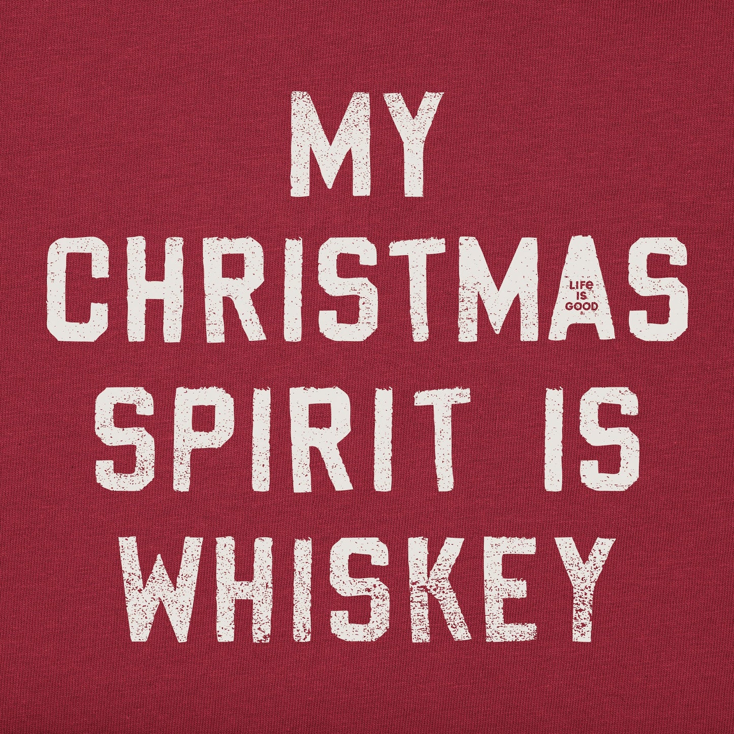Men's Christmas Spirit is Whiskey Block Letter Short Sleeve Crusher Tee