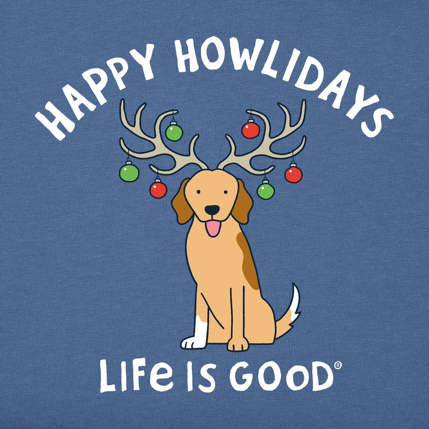 Men's Happy Howlidays Golden Dog Long Sleeve Crusher Tee