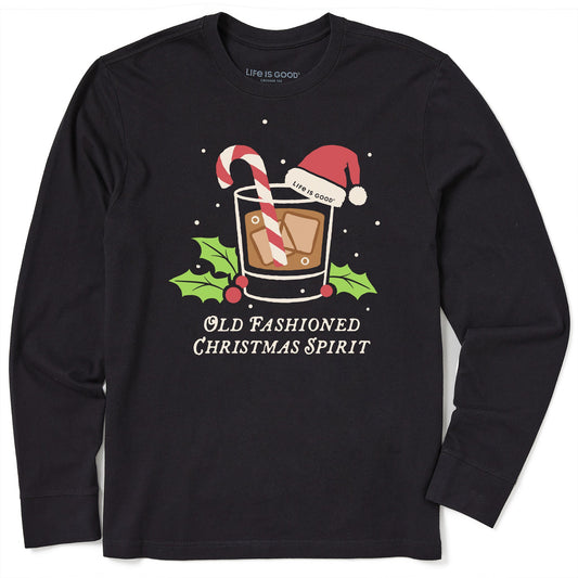 Men's Old Fashioned Christmas Spirit Long Sleeve Crusher Tee
