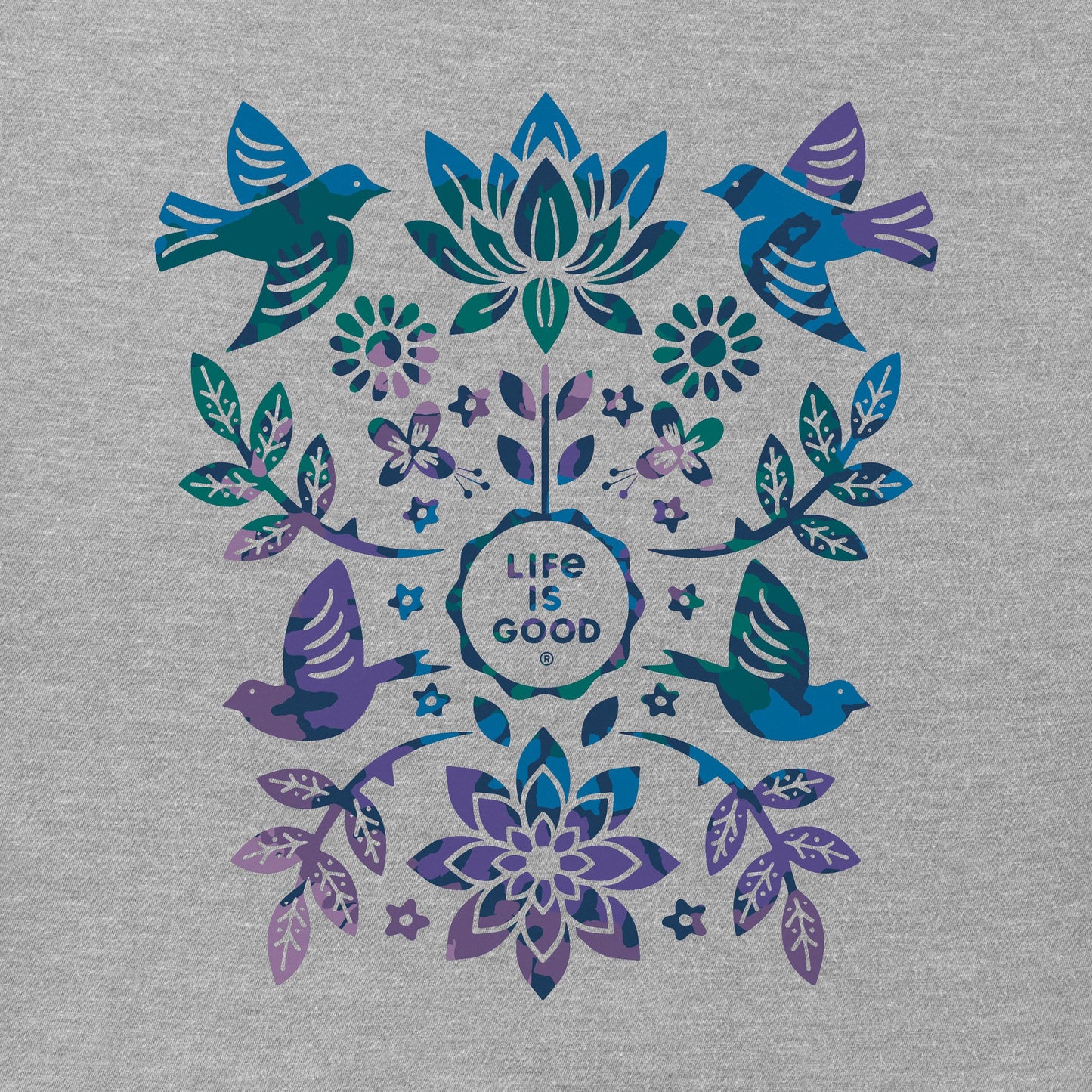 Women's Folk Art Garden Tie Dye Short Sleeve Vee