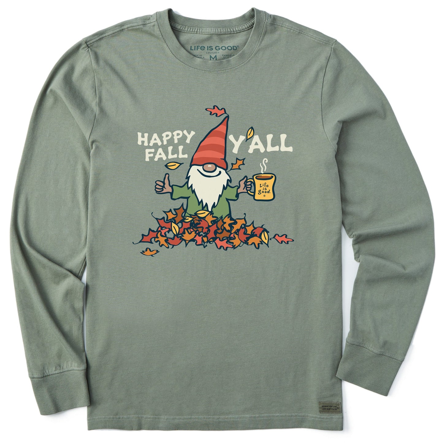 Men's Happy Fall Gnome Long Sleeve Crusher Tee