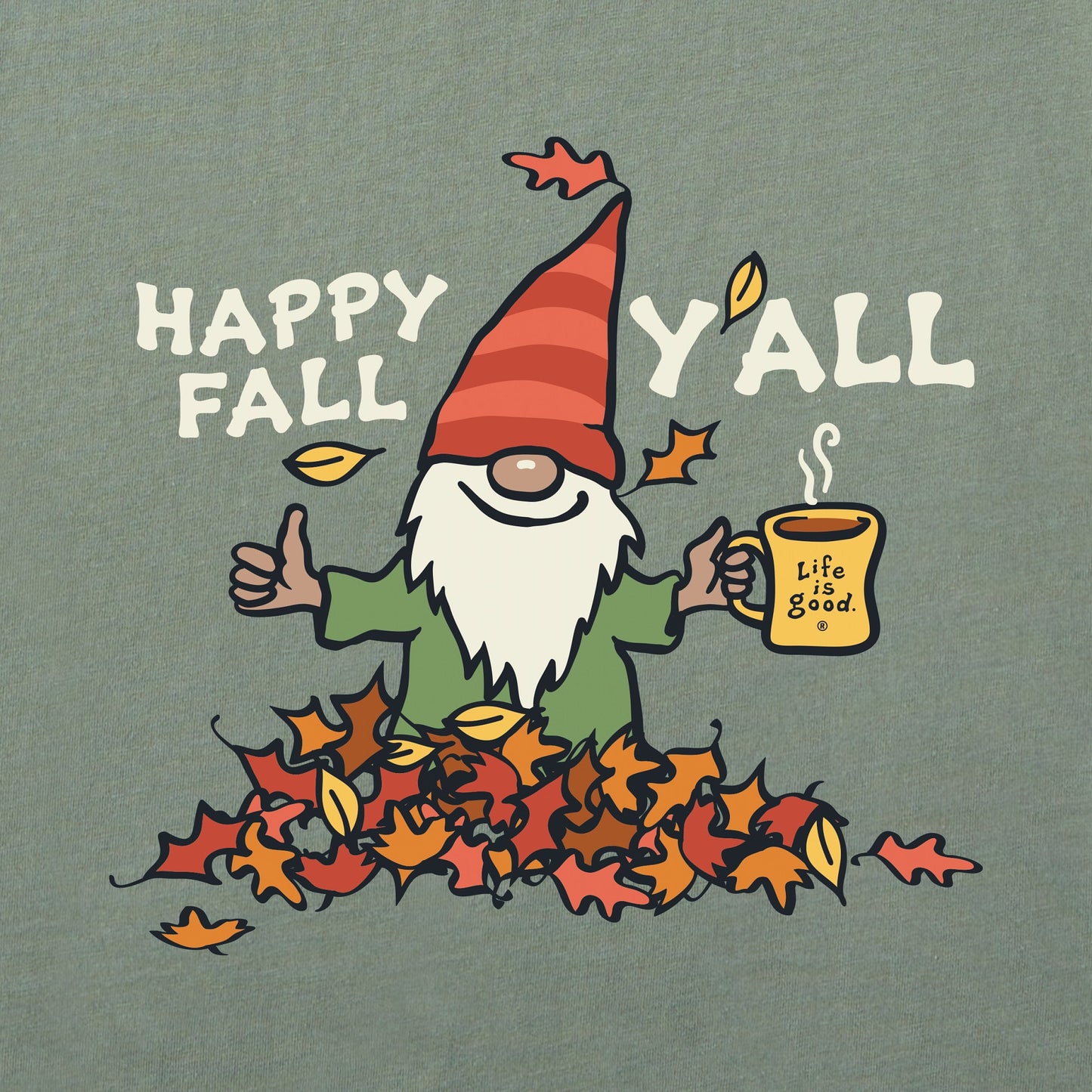 Men's Happy Fall Gnome Long Sleeve Crusher Tee