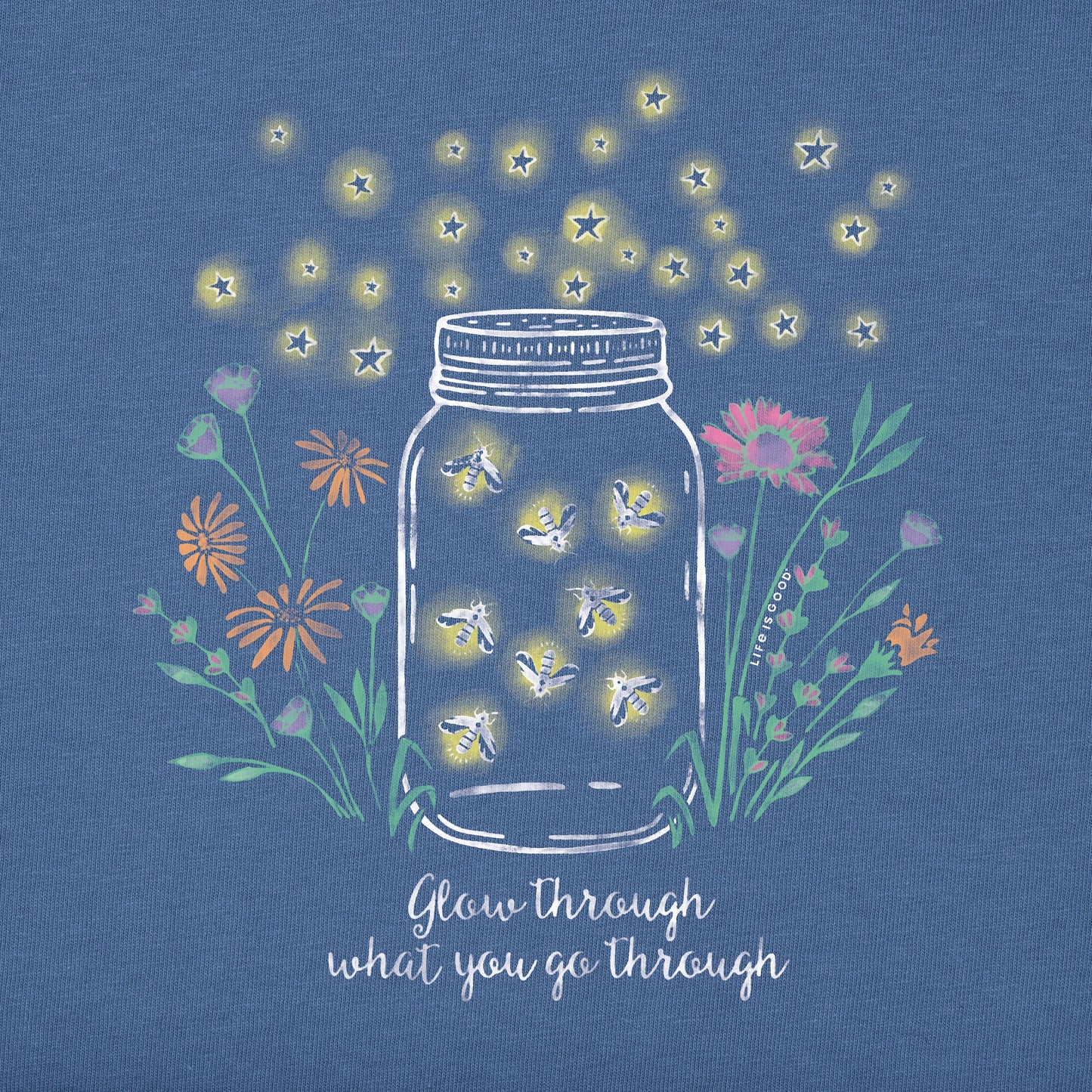 Women's Fireflies Flowers Jar Short Sleeve Tee