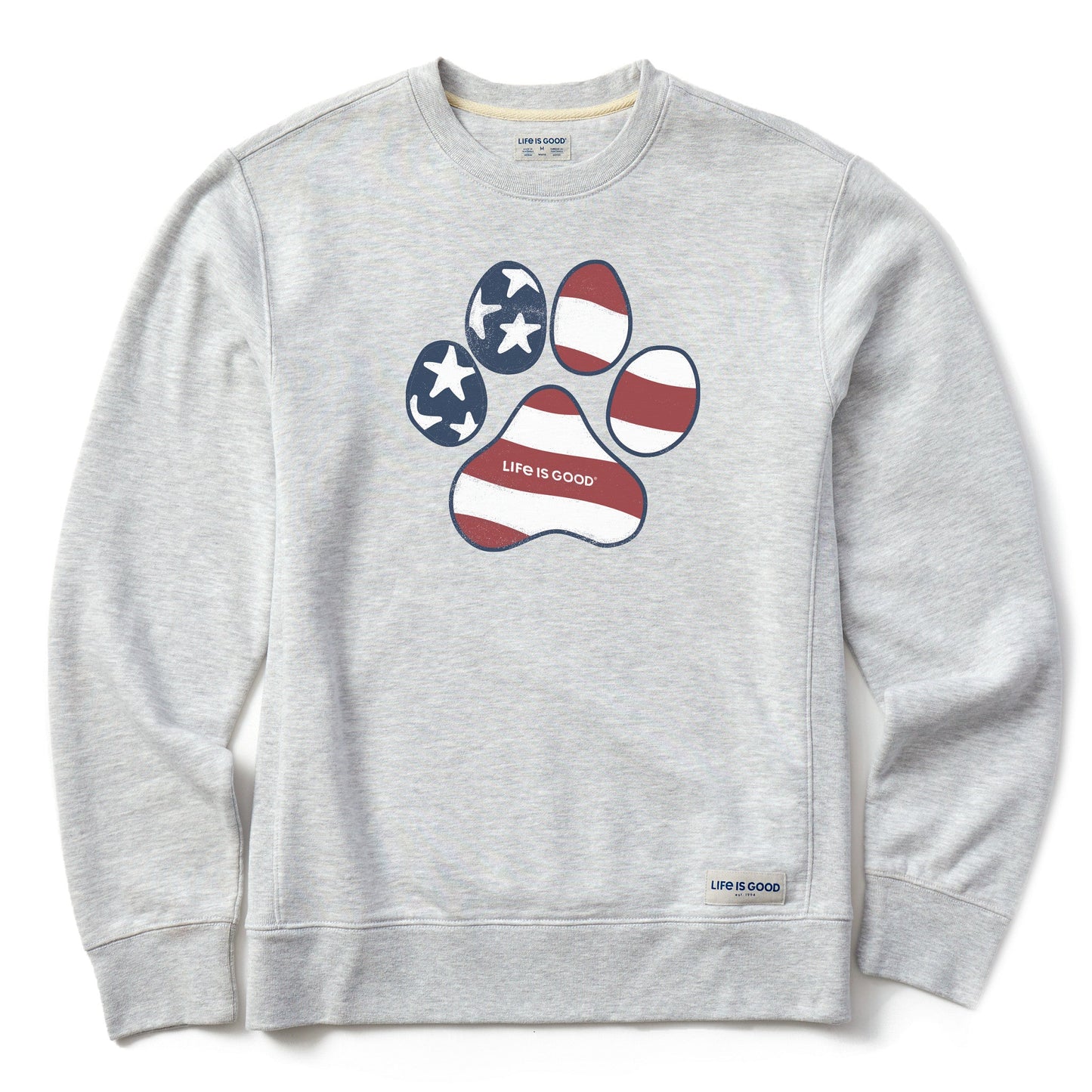 Men's US Flag Paw Simply True Fleece Crew