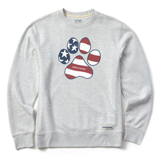 Men's US Flag Paw Simply True Fleece Crew