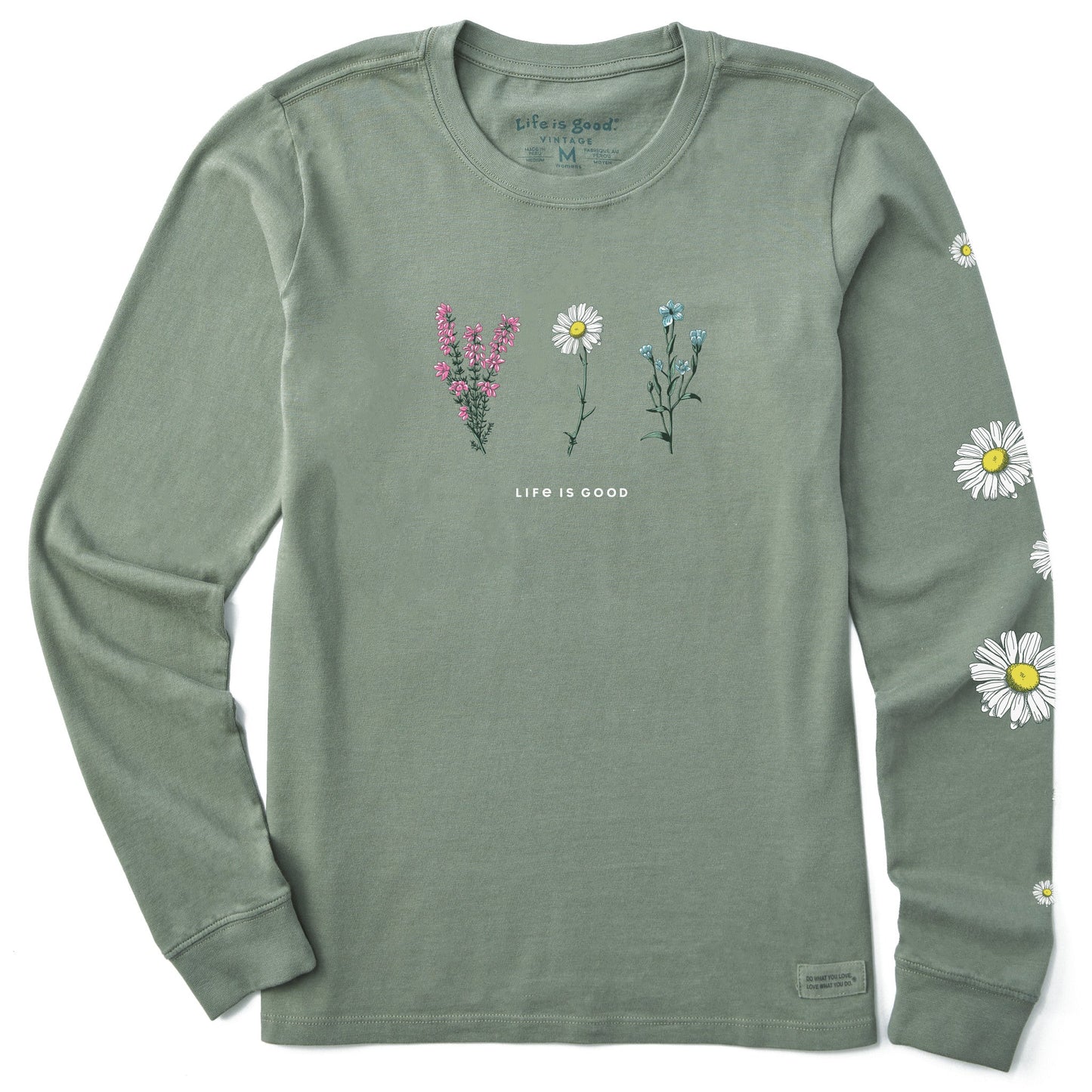 Women's Detailed Wildflowers Long Sleeve Crusher Tee