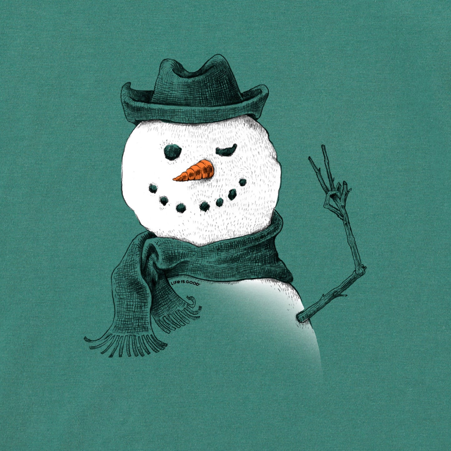 Kids Snowman Peace Sign Long Sleeve Crusher Tee