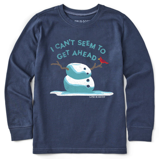 Kids Get Ahead Snowman Long Sleeve Crusher Tee